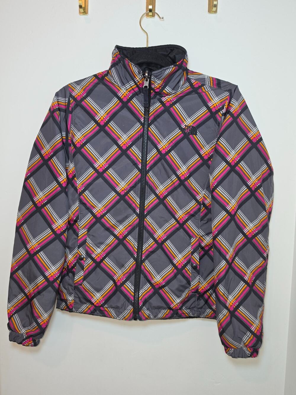 The North Face Women's XS Multicolor Plaid / Black Reversible Puffer Jacket